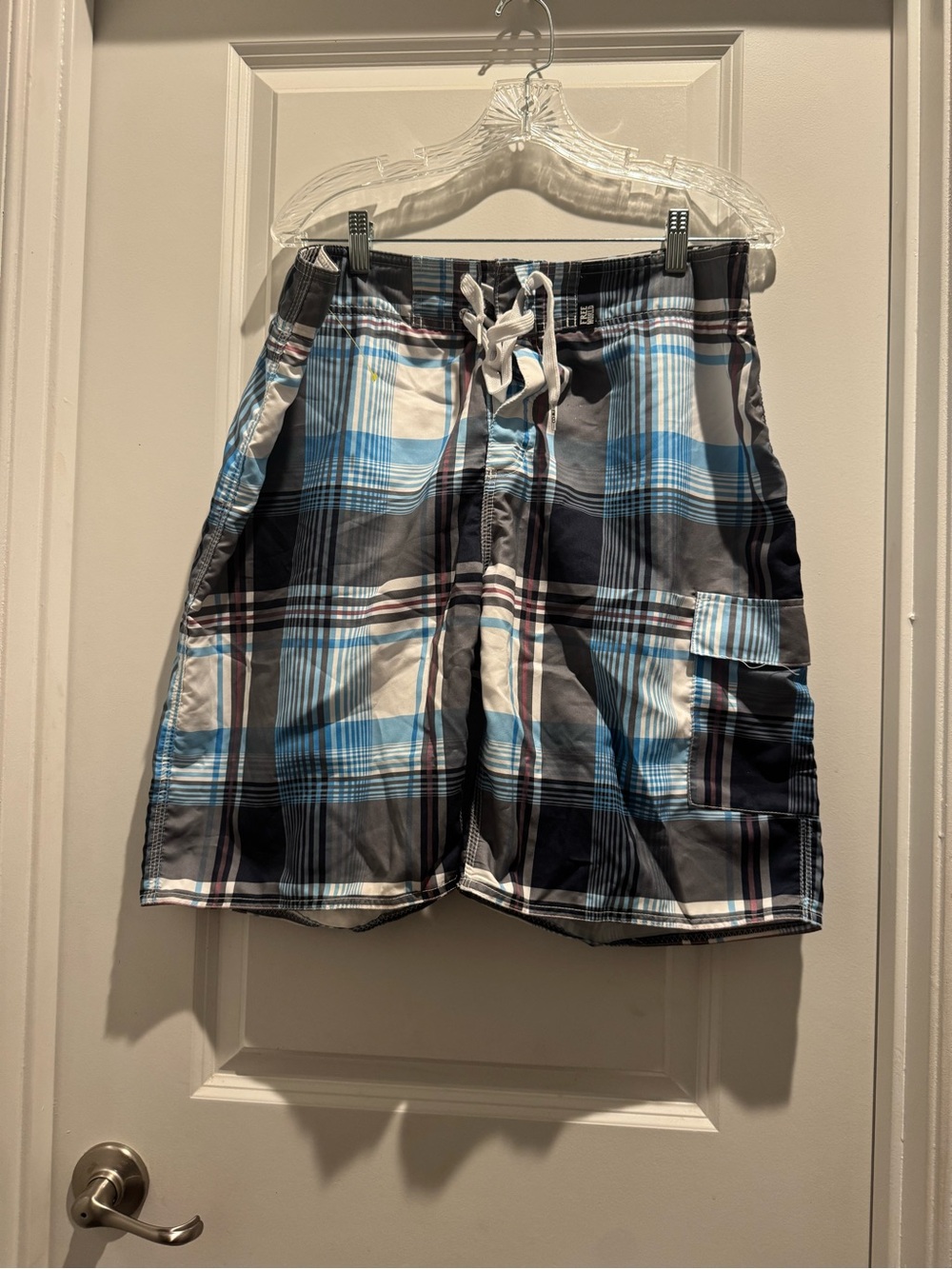 Men's Blue Plaid Swim Shorts size 36